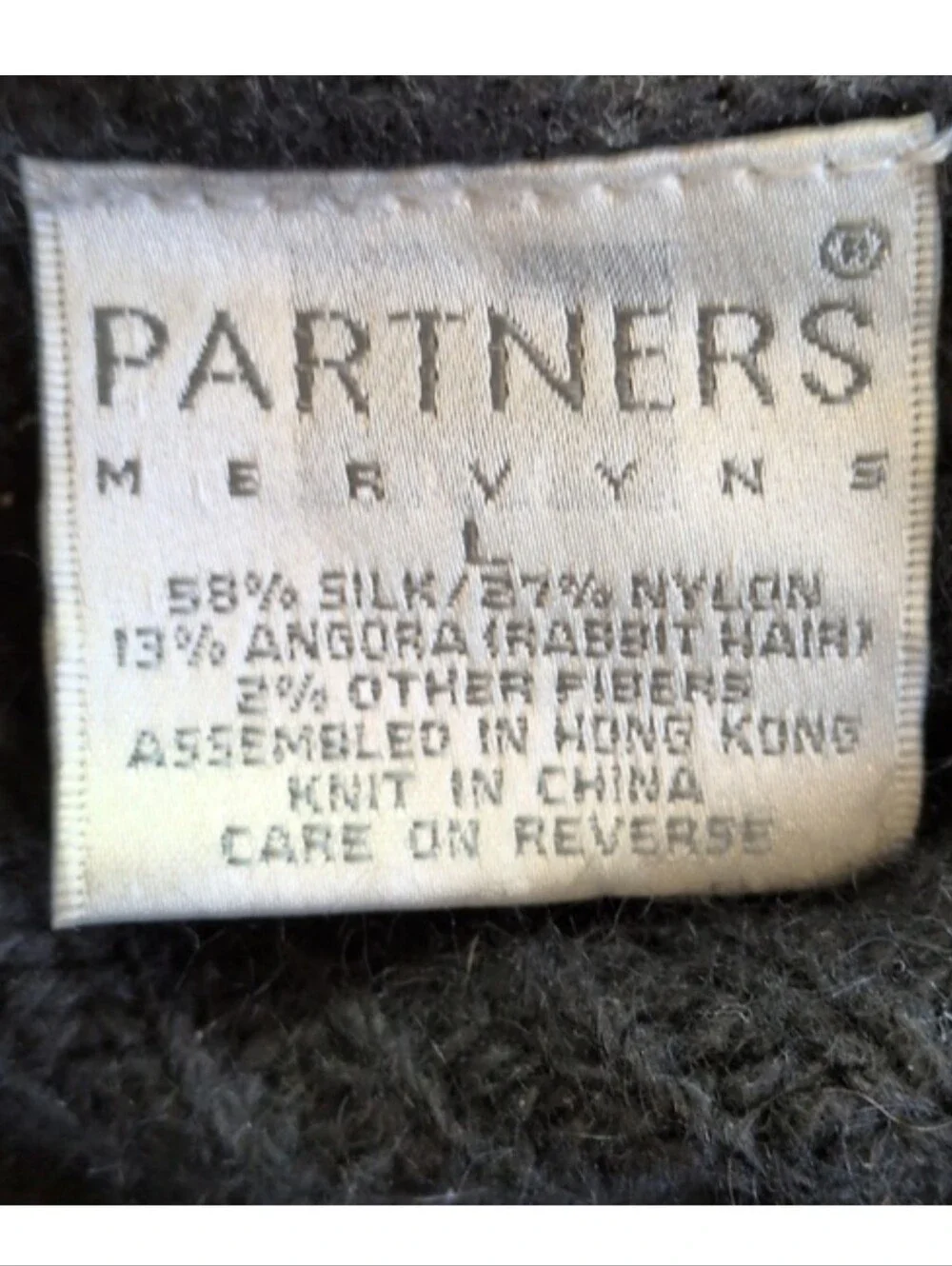 Vintage Mervyns Silk-Angora Blend Crew Neck Cable Knit Sweater